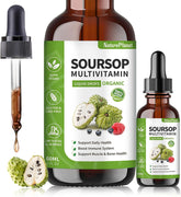 Gotas Líquidas Amargas de Guanábana Vivauna con Vitaminas C, D3, B6, Extracto de Fruta y Hoja de Guanábana + 9 Botánicos Amargos para Apoyo Inmunológico, Salud Digestiva y Refuerzo Antioxidante丨No GMO, Vegano, 60 mL/2 Fl Oz