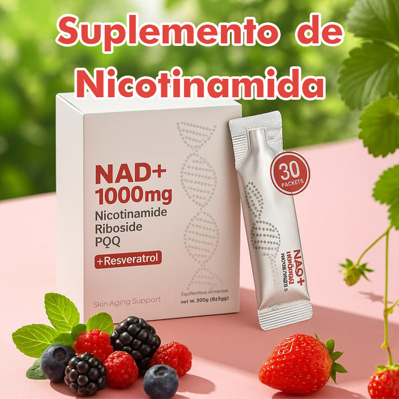 Sobres Líquidos Vivauna NAD+ 1000mg – Suplemento Premium de Nicotinamida Ribósido y Resveratrol para Energía Celular, Potente Activador de NAD para Hombres y Mujeres (30 Sobres)