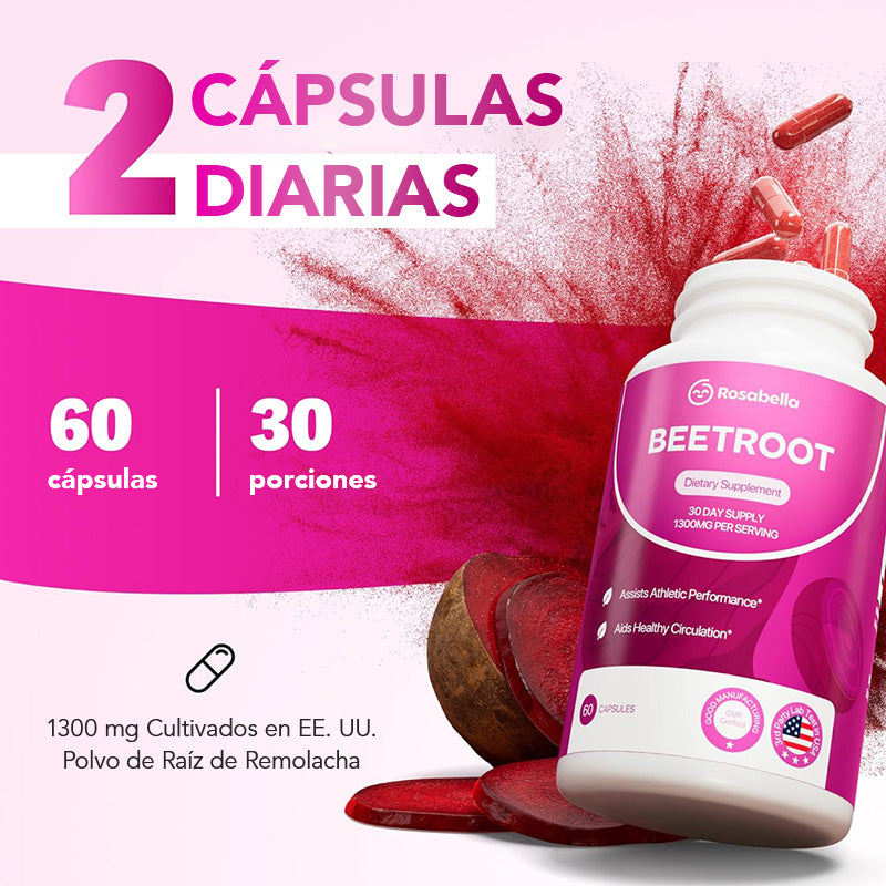 Cápsulas Orgánicas de Raíz de Remolacha Vivauna – 1300 mg de Polvo de Remolacha para Energía Natural y Apoyo a la Resistencia, Sin OGM, Suplemento de Remolacha Analizado en Laboratorio – 60 Cápsulas, Suministro para 30 Días