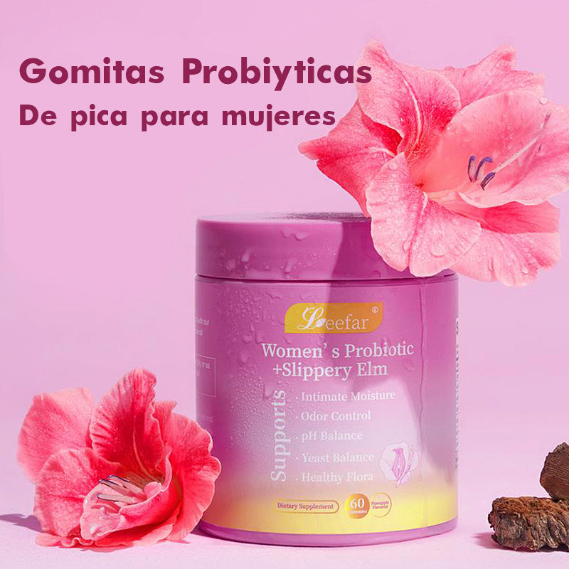 Gomitas Probióticas Femeninas Vivauna – Solución Todo en Uno con Olmo Resbaladizo, Prebióticos y Mezcla de Probióticos Lactobacillus para el Equilibrio del pH y la Sequedad Femenina – Sabor Piña Hawaiana – 60 Gomitas