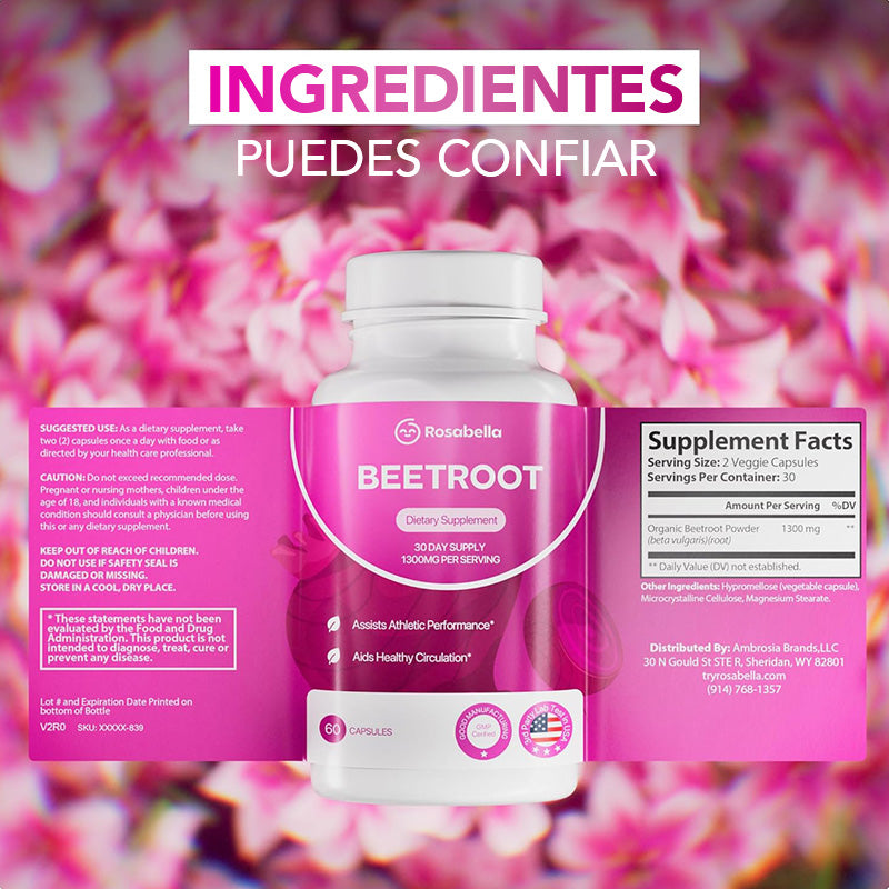 Cápsulas Orgánicas de Raíz de Remolacha Vivauna – 1300 mg de Polvo de Remolacha para Energía Natural y Apoyo a la Resistencia, Sin OGM, Suplemento de Remolacha Analizado en Laboratorio – 60 Cápsulas, Suministro para 30 Días