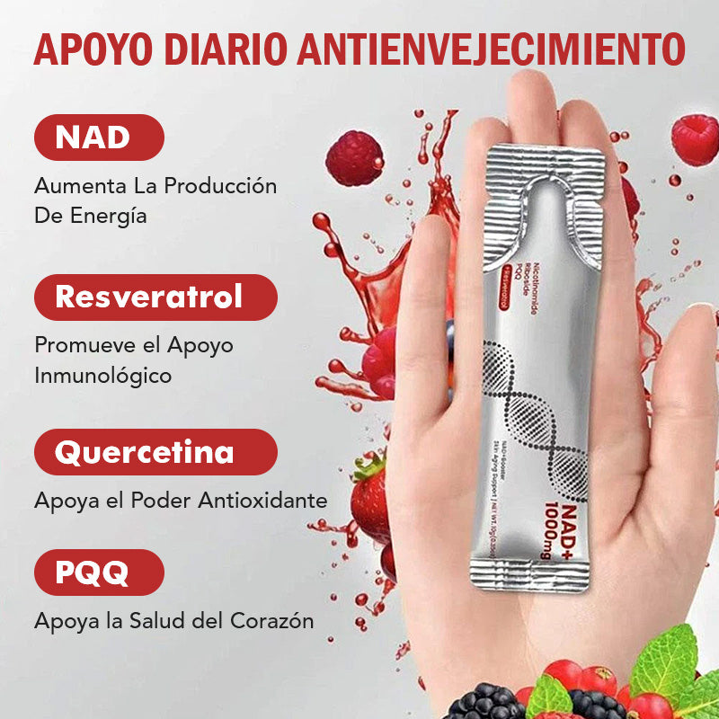 Sobres Líquidos Vivauna NAD+ 1000mg – Suplemento Premium de Nicotinamida Ribósido y Resveratrol para Energía Celular, Potente Activador de NAD para Hombres y Mujeres (30 Sobres)