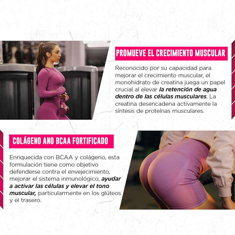 Creatina Monohidratada Vivauna para Mujeres con Colágeno y BCAA - Suplemento en Polvo para Músculos, Cabello Saludable, Piel, Uñas y Recuperación