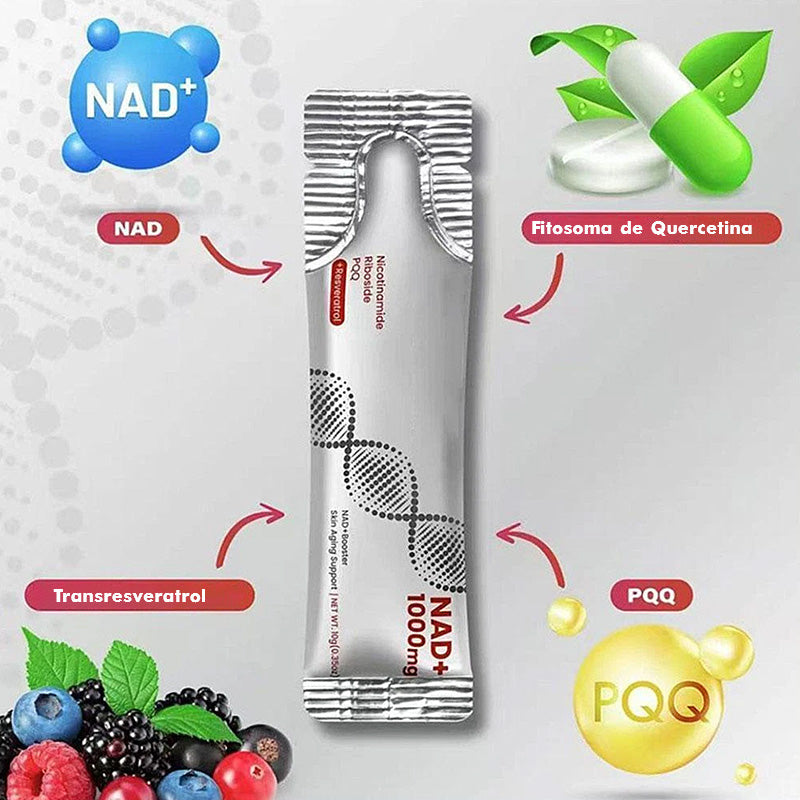 Sobres Líquidos Vivauna NAD+ 1000mg – Suplemento Premium de Nicotinamida Ribósido y Resveratrol para Energía Celular, Potente Activador de NAD para Hombres y Mujeres (30 Sobres)