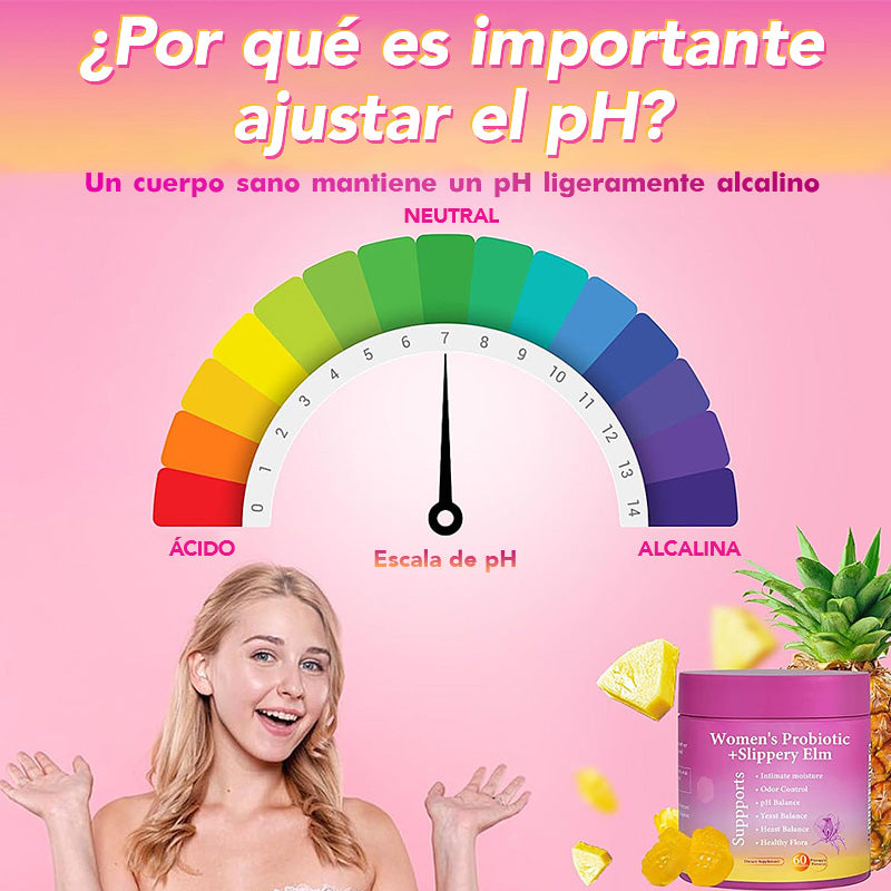 Gomitas Probióticas Femeninas Vivauna – Solución Todo en Uno con Olmo Resbaladizo, Prebióticos y Mezcla de Probióticos Lactobacillus para el Equilibrio del pH y la Sequedad Femenina – Sabor Piña Hawaiana – 60 Gomitas