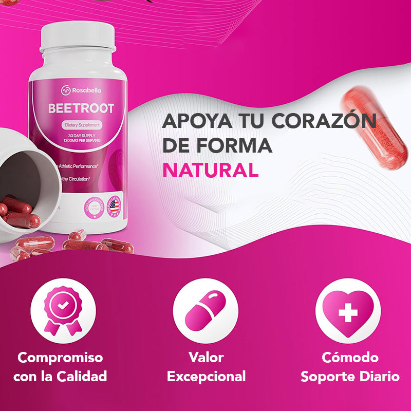 Cápsulas Orgánicas de Raíz de Remolacha Vivauna – 1300 mg de Polvo de Remolacha para Energía Natural y Apoyo a la Resistencia, Sin OGM, Suplemento de Remolacha Analizado en Laboratorio – 60 Cápsulas, Suministro para 30 Días