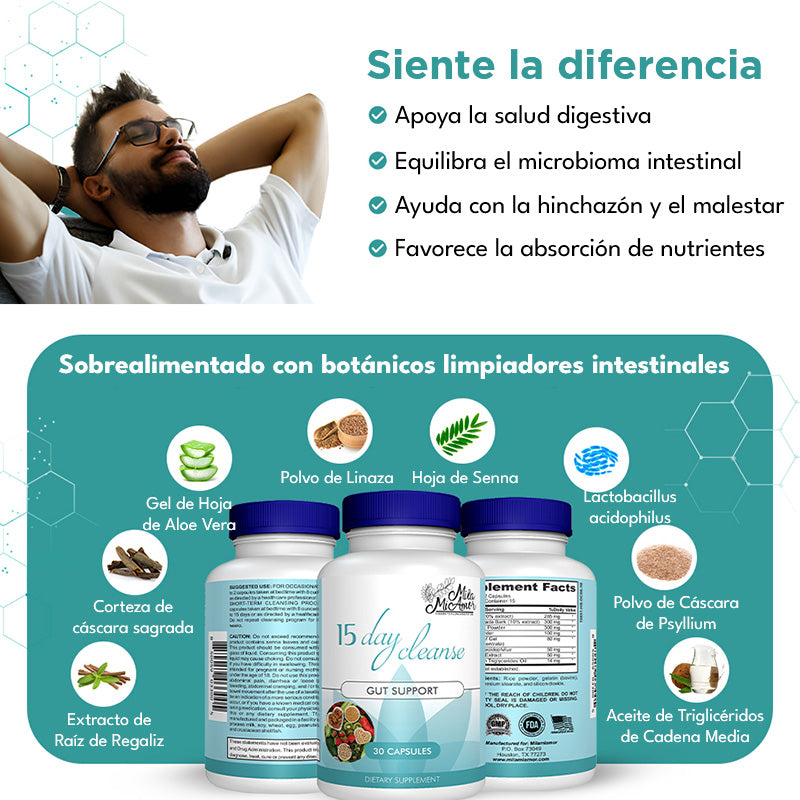 Vivauna Limpieza de 15 Días – Apoyo Intestinal y de Colon – Avanzado Detox Intestinal para Mujeres y Hombres con Sen, Cáscara Sagrada y Psyllium – No GMO – Hecho en EE.UU. – 30 Cápsulas
