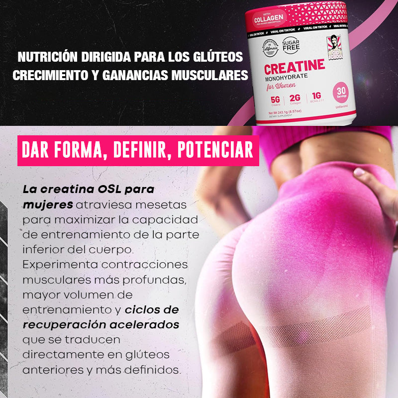 Creatina Monohidratada Vivauna para Mujeres con Colágeno y BCAA - Suplemento en Polvo para Músculos, Cabello Saludable, Piel, Uñas y Recuperación