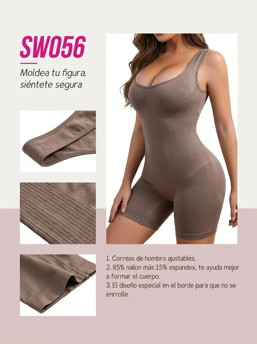 Faja Colombiana Body Escote Bajo hasta Rodilla (SW056)